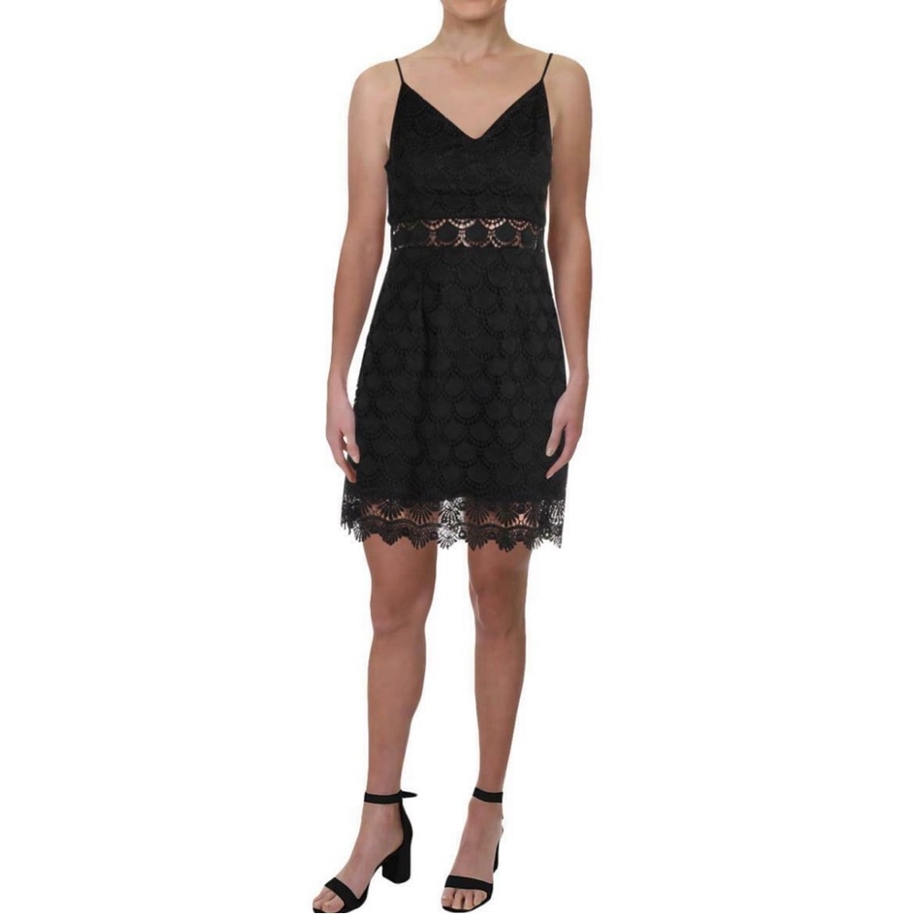 Aqua Black Lace Midi Dress